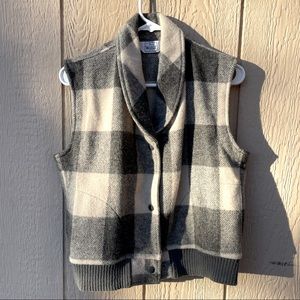 Vintage Woolrich Women’s Snap Vest Medium Plaid Wool Bomber